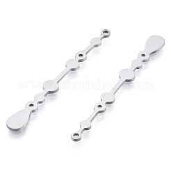 変色しない201ステンレススチールペンダント  ティアドロップチャーム  ステンレス鋼色  48x5x1mm  穴：1.5mm&nbsp;STAS-N090-LA969-1