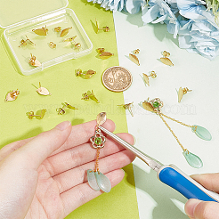 20個のリーフ304ステンレススチールスタッドピアス金具  ループとイヤーナット付き  ゴールドカラー  13.5x8mm  穴：1mm  ピン：0.7mm&nbsp;STAS-UN0058-05
