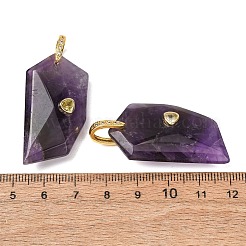 天然石アメジストペンダント  他人  ゴールドカラー  40~40.5x20.5~21x9.5~10mm  穴：6x6.5mm&nbsp;GG-CBA51ED-04G-02