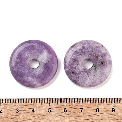 天然レピドライトペンダント  ドーナツ/円盤チャーム  30x6mm  穴：6mm&nbsp;G-K099-30mm-02