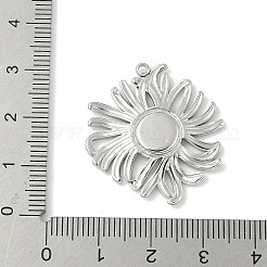 304ステンレススチールペンダントカボションセッティング  花のチャーム  ステンレス鋼色  トレイ：8mm  30x28x2.5mm  穴：1.8mm&nbsp;STAS-L293-06P