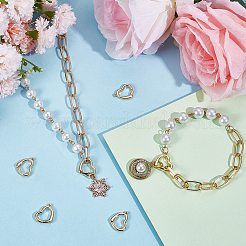 6Pcs Rack Plating Heart Brass Spring Gate Rings&nbsp;KK-SC0006-08