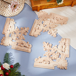 Wood Carved Center Flower Long Applique&nbsp;AJEW-WH0752-101