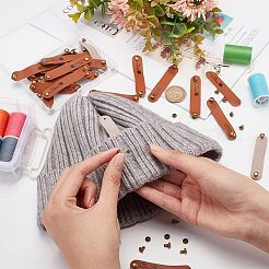 30セット2スタイルのPUレザーラベル  手作りのエンボスタグ  穴と鉄のリベット付き  DIYジーンズ用  バッグ  靴  帽子アクセサリー  単語付きの角丸長方形  混合模様  12x65x0.5mm  穴：2.6mm  15セット/スタイル&nbsp;DIY-FG0003-24