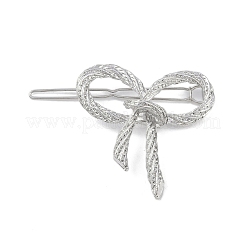 蝶結びの合金ヘアバレッタ  女性用カエルバックルヘアピン  プラチナ  56.5~61.5mm&nbsp;AJEW-A056-03B-P