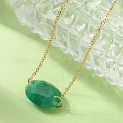 304ステンレススチールリンクブレスレット  女性用ゴールドアズキチェーンジュエリー  天然染色の翡翠ビーズ付き  イオンプレーティング（ip）  グリーン  6-5/8インチ（16.7cm）&nbsp;BJEW-A036-24G-02