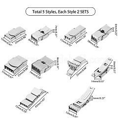 長方形 304 ステンレススチール製時計バンド留め金  ステンレス鋼色  25~42x11~17x6~8mm  穴：2~3x8~14mm  10セット /箱&nbsp;STAS-UN0009-57P