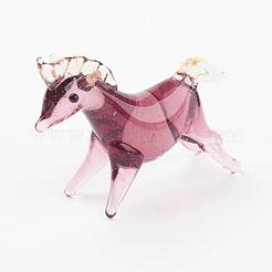 インテリアオーナメントパーツ  手作りランプワーク表示の装飾  馬  パープル  31~35x9x22~26mm&nbsp;LAMP-J084-37