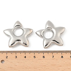 スター真鍮チャーム  ラックめっき  長持ちメッキ  カドミウムフリー＆鉛フリー  プラチナ  32x33.5x6.5mm  穴：10mm&nbsp;KK-M327-09P