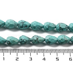 合成ターコイズビーズ連売り  多面カットティアドロップ  10x7mm  穴：1.2mm  約20個/連  7.87''（20センチメートル）&nbsp;G-P520-B27-01