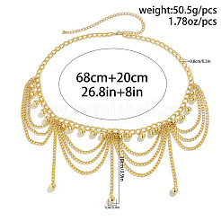 Alloy Twisted Chain Round Tassel Waist Chains for Women&nbsp;WG6FFC1-02