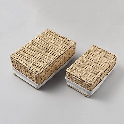 2Pcs Wood & Hemp Rope Baskets Storage Box&nbsp;AJEW-WH0455-409