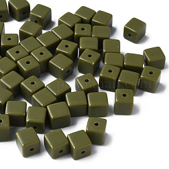 不透明なアクリルビーズ  キューブ  ダークオリーブグリーン  10.5x9.5x9.5mm  穴：2mm  約490個/500g&nbsp;MACR-S373-148-A11