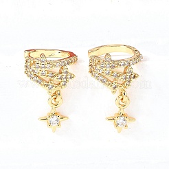 Brass Micro Pave Clear Cubic Zirconia Cuff Earrings&nbsp;EJEW-F370-28G