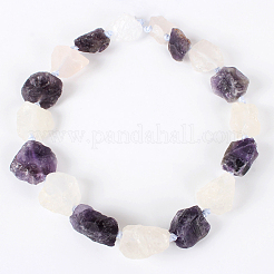 Natural Gemstone Crystal & Amethyst Quartz Rough Nuggets Bead Strands&nbsp;G-E219-01