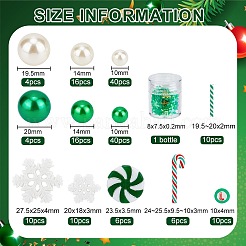 DIY クリスマス花瓶フィラー  キャンディケインのポリマークレイとプラスチック製の丸いビーズを含む  スノーフレーク樹脂カボション  ポリ塩化ビニールの釘の芸術のスパンコール  グリーン&nbsp;DIY-BC0009-68