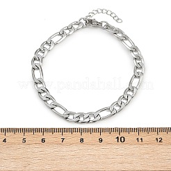 女性用304ステンレススチールフィガロチェーンブレスレット  ステンレス鋼色  7-1/8インチ（18cm）&nbsp;BJEW-G757-15P