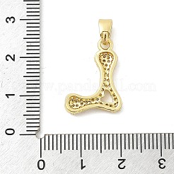 真鍮製マイクロパヴェキュービックジルコニアペンダント  文字L  18KGP本金メッキ  文字l  19.5x14.5x2.5mm  穴：4.8x2.9mm&nbsp;ZIRC-C012-01G-12