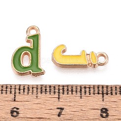 合金エナメルチャーム  ライトゴールド  レターチャーム  ミックスカラー  a～zの文字  12.5~13.5x5~14.5x1.5mm  穴：1.4mm  26個/セット&nbsp;ENAM-CJC0003-60KCG