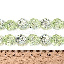 電気メッキ透明ガラスビーズ連売り  スモモの花  ABカラーメッキ  薄緑  14~14.5x14~14.5x6~6.5mm  穴：1~1.2mm  約45個/連  24.41~24.80インチ（62~63cm）&nbsp;EGLA-N055-01H