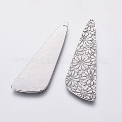 変色しない304ステンレススチールペンダント  花と三角形  ステンレス鋼色  40x13x1mm  穴：1mm&nbsp;STAS-F230-05P