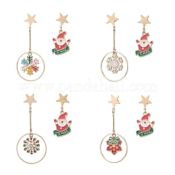 4 Pairs 4 Styles Christmas Theme Alloy Enamel Dangle Stud Earrings&nbsp;EJEW-JE06561