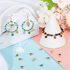 30Pcs Real 18K Gold Plated Brass with Single Cubic Zirconia Charms&nbsp;ZIRC-BBC0002-92