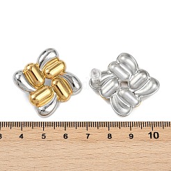 304ステンレススチールツートンスタッドピアス  正方形  ゴールデン·ステンレス鋼色  33x33mm&nbsp;EJEW-V014-05GP