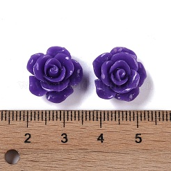 合成サンゴ3Dフラワーローズビーズ  染め  インディゴ  14x8mm  穴：1~1.4mm&nbsp;CORA-A005-14mm-19