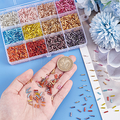 12色のガラスツイストビューグルビーズ  銀並ぶ  丸い穴  ミックスカラー  6x2mm  穴：0.8mm  約295PCS /カラー  3540個/箱&nbsp;SEED-PH0002-17B