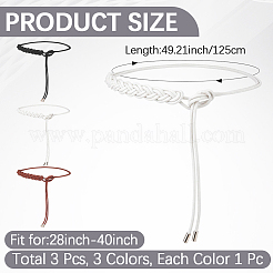 3個 3色 PUレザー ロープノットタイ ウエスト ベリーベルト 女性用  ミックスカラー  1250mm  1pc /カラー&nbsp;AJEW-CL0003-71C