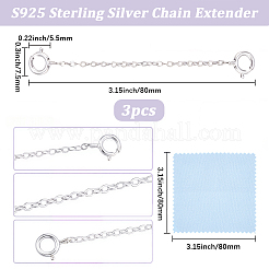 3Pcs Sterling Silver Chain Extender&nbsp;STER-BBC0009-70A