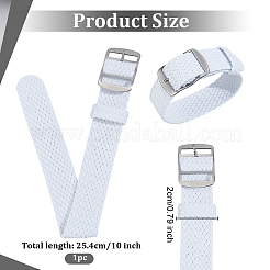 ナイロン時計バンド  201個のステンレススチール製金具付き  ホワイト  254x20x11mm&nbsp;AJEW-WH0596-226B
