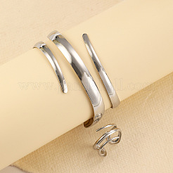 Alloy Spiral Cuff Bangles & Rings Sets&nbsp;FS-WG33B53-01
