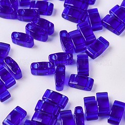 MIYUKIハーフティラビーズ  日本製シードビーズ  2の穴  （htl151)透明コバルト  5x2.3x1.9mm  穴：0.8mm  約250個/10g&nbsp;X-SEED-J020-HTL151