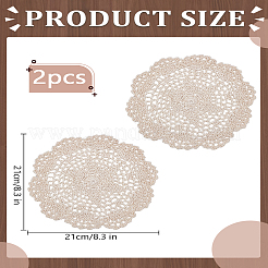 手作り編みポリエステル布コースター2枚  カップマット  花  古いレース  210x3mm&nbsp;AJEW-LP0001-47A