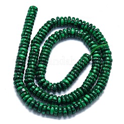 合成マラカイトビーズ連売り  ディスク  6x1~3mm  穴：0.8mm  約151個/連  15.35''（39センチメートル）&nbsp;G-K245-B01-02