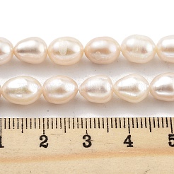 天然養殖淡水パールビーズ連売り  グレード3 A  オーバル  桃パフ  6.5~7mm  穴：0.7mm  約22個/連  7.68''（19.5センチメートル）&nbsp;PEAR-P062-18