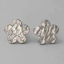 304 Stainless Steel Textured Geometry Stud Earrings Findings with Hole&nbsp;STAS-WH0027-54C