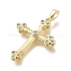 Brass Micro Pave Clear Cubic Zirconia Pendants&nbsp;KK-V011-63G