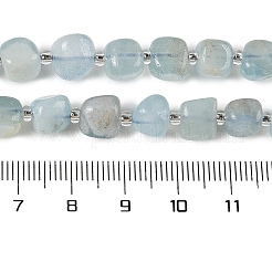 天然石アクアマリンビーズ連売り  ナゲット  シードビーズで  6~8x6.5~7.5x6.5~7.5mm  穴：1mm  約43個/連  15.51''（39.4センチメートル）&nbsp;G-A254-A01-01