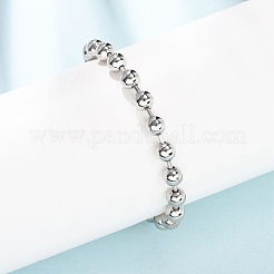 女性用真鍮ボールリンクチェーンブレスレット  プラチナ  7.24インチ（18.4cm）&nbsp;BJEW-H640-02A-P