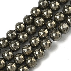 天然ゴールドパイライト/ゴールデンパイライトビーズ連売り  スムーズなラウンド  8mm  穴：1~1.2mm  約24~25個/連  7.40~7.56''（18.8~19.2センチメートル）&nbsp;X-G-G459-B01-8mm