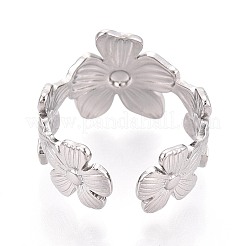 Adjustable 304 Stainless Steel Cuff Rings for Women&nbsp;RJEW-N052-05P