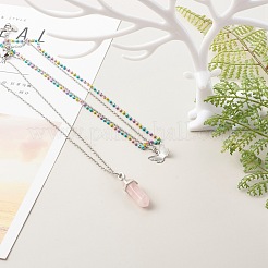Bullet and Butterfly Pendant Necklaces Set for Women Gift&nbsp;NJEW-JN03652