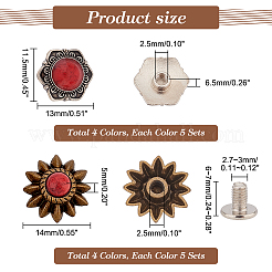 40 Sets 8 Style Alloy Coin Screw Rivets&nbsp;FIND-GA0003-13