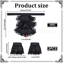 ポリエステルのレトロなレースの襟  DIY 衣料品  ブラック  430x300x1.5mm&nbsp;DIY-WH0622-508B