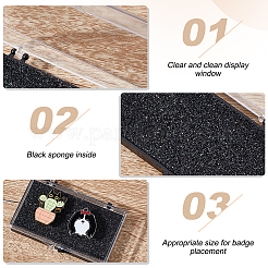 プラスチックバッジ収納ボックス  バッジギフトケース（黒いスポンジ付き）  長方形  5.2x8x1.55cm  内径：4.2x7.6のCM&nbsp;CON-WH0086-121A
