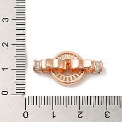 Rack Plating Brass Pave Clear Cubic Zirconia Round Fold Over Clasps&nbsp;KK-Q781-09A-RG