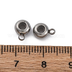 201 ステンレス鋼チューブベイル  シリコンシールリング付き  フラットラウンド  ステンレス鋼色  8x6x3mm  穴：1.6/2mm&nbsp;STAS-S171-02P-06